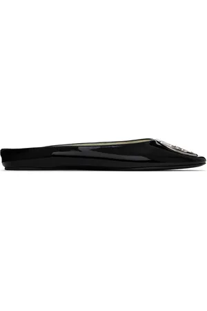 Tory Burch SSENSE Exclusive Black Reva Backless Ballerina Flats