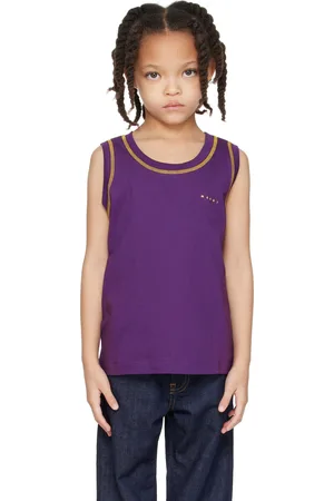 Marni Kids Purple Printed-Logo Tank Top