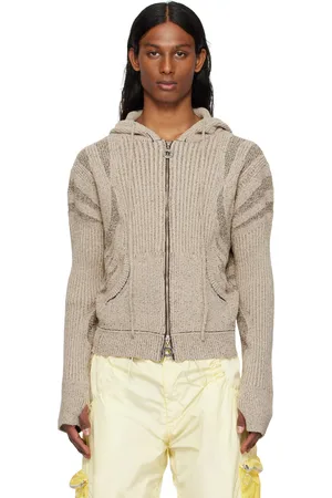 Charlie Constantinou Beige & Brown Knit Zip Hoodie
