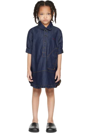 Marni Kids Navy Shirt Denim Dress