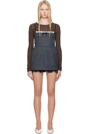 Shushu/Tong Gray Double Layered Skirt Halter Minidress