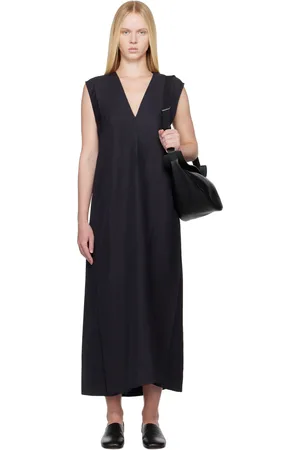 STUDIO NICHOLSON Navy Lise Linen Midi Dress