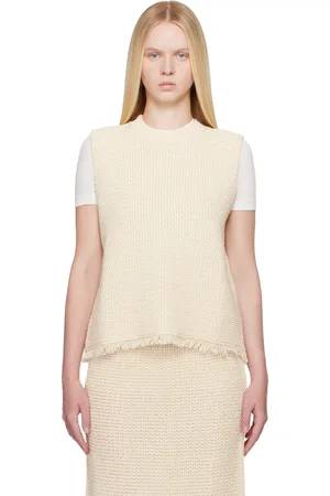 STUDIO NICHOLSON Off-White Fray Knit Vest