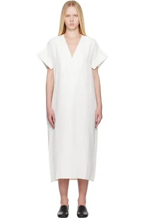 STUDIO NICHOLSON Off-White Cley Linen Midi Dress