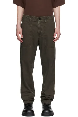 Stone Island Khaki Brushed Organic Cotton Canvas Trousers