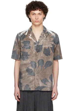 DRIES VAN NOTEN Brown & White Hand-Dyed Floral Shirt