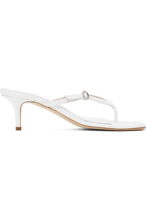 Aeyde White Leigh Leather Toe-Post Heeled Sandals
