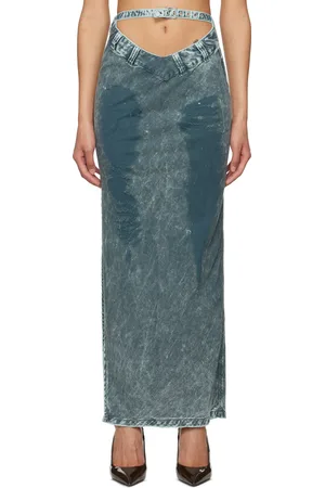 Masha Popova Blue V Cut Maxi Skirt