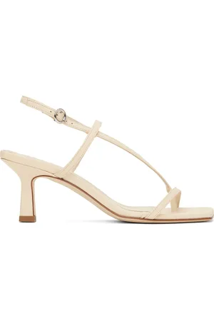 Aeyde Off-White Elise Leather Toe-Post Heeled Sandals