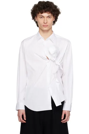 Comme des Garçons White Cotton Plain Poplin 3D Rose Shirt