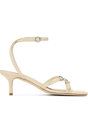 Aeyde Off-White Libby Leather Kitten Heeled Sandals