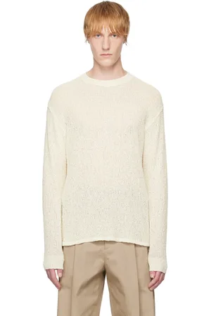 YOKE Off-White Cotton Sheer Sweater