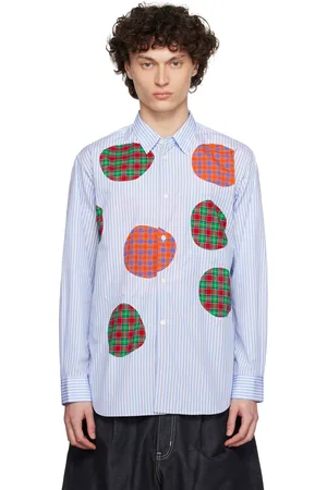 Comme des Garçons Blue Yarn Dyed Cotton Stripe Poplin & Check Shirt