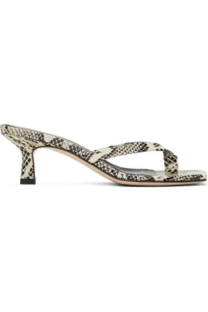 Aeyde Off-White & Black Wilma Leather Toe-Post Heeled Sandals