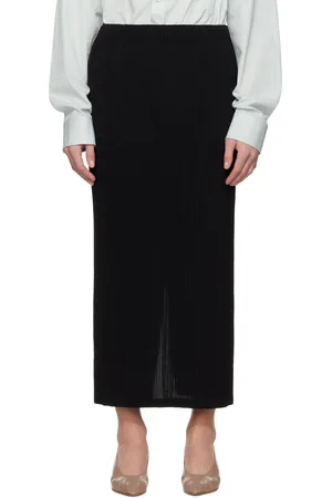 Issey Miyake Black Hatching Bottoms Maxi Skirt