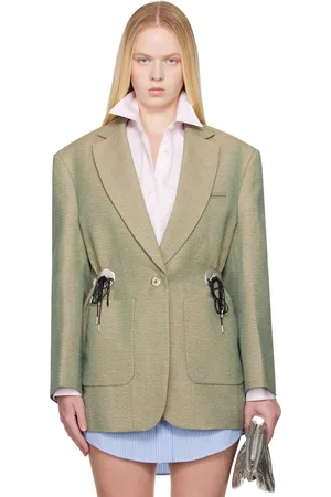 Paco rabanne Green Mottled Wool Blazer