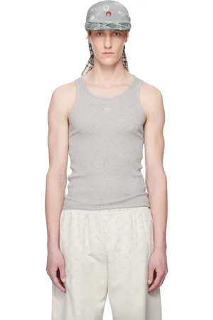 Marine Serre Gray Organic Cotton Rib Tank Top