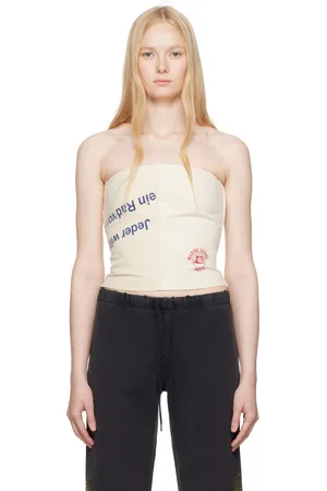 Marine Serre Beige Regenerated Tote Bags Bustier Top