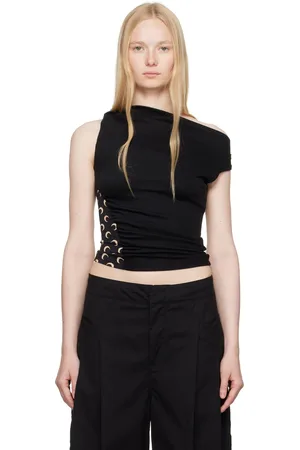 Marine Serre SSENSE Exclusive Black Soft Jersey Draped Top