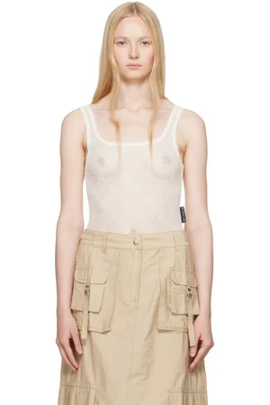 Marine Serre White Recycled Mesh Flock Bodysuit