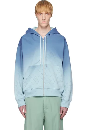 Marine Serre Blue Moon Faded Fleece Zipped Hoodie