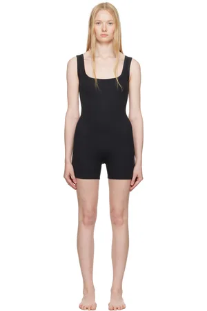 SKIMS Black Cotton Rib Onesie Romper