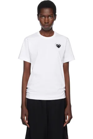 Comme des Garçons PLAY White Metal Stone Emblem Black Heart T-shirt