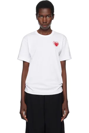 Comme des Garçons PLAY White Metal Stone Emblem Red Heart T-shirt