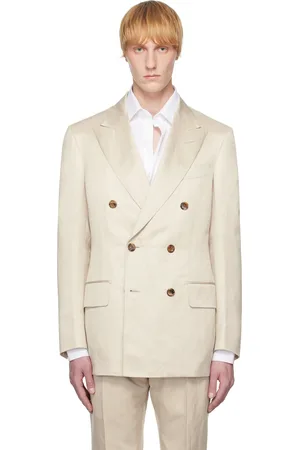 Tom Ford Beige Silk Linen Twill Atticus DB Blazer