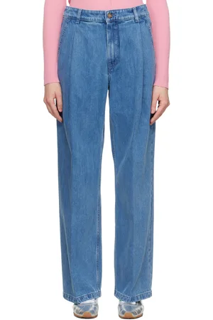 Maison Kitsuné Blue Pleated Denim Jeans