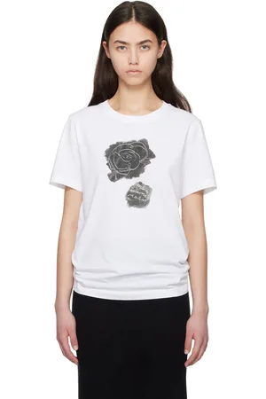 Marni White Printed Brushed Rose Cotton Jersey T-shirt