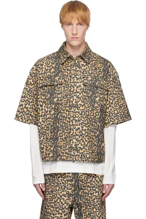 Rhude Beige Leopard Boxy Work Denim Shirt