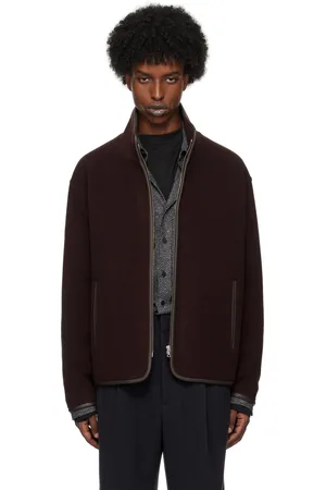 Auralee Brown Double Cloth Heavy Pile Zip Jacket