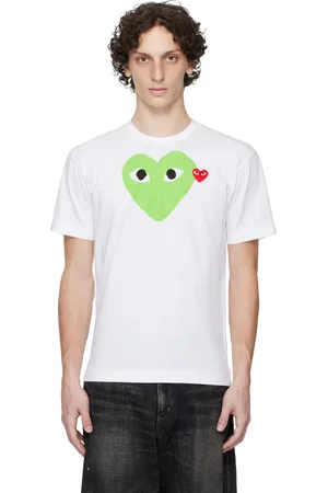 Comme des Garçons PLAY White Pastel Heart & Red Emblem T-shirt