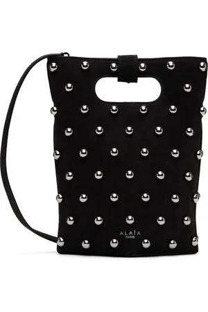 Alaïa Black Small Folded Studded Nubuck Leather Tote