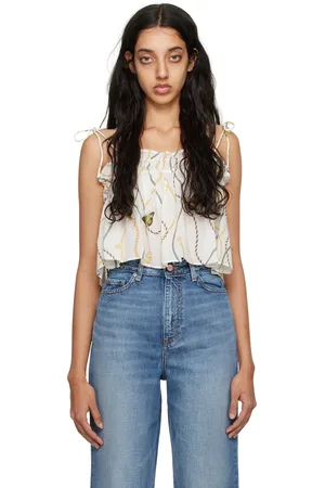 Ganni White Printed Tank Top