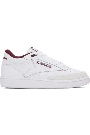 Reebok White & Burgundy Club C Mid II Sneakers
