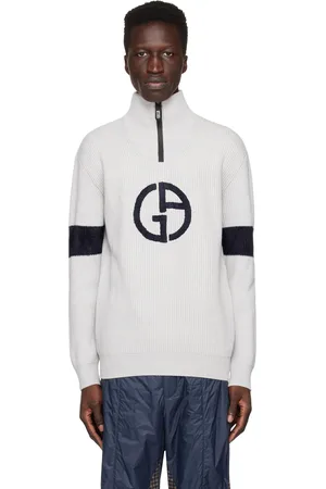 Giorgio Armani Gray Half-Zip Sweater