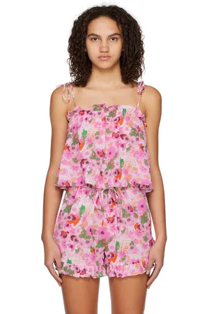 Ganni Pink Floral Tank Top
