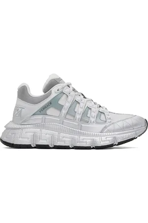VERSACE White & Silver Trigreca Sneakers