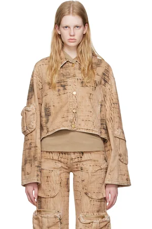 BLUMARINE Tan Camouflage Denim Jacket