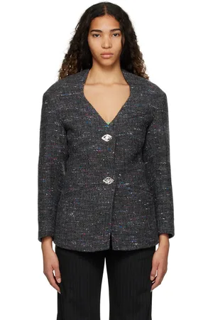 Ganni Gray Fitted Blazer
