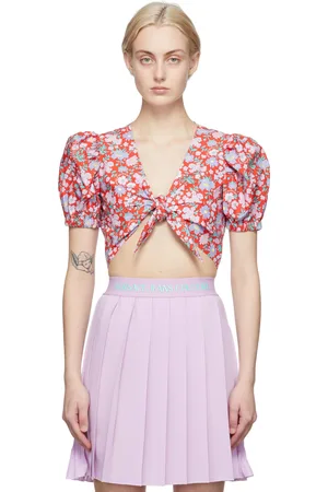 VERSACE Red Front Tie Blouse