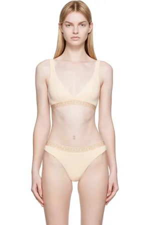 VERSACE Beige Greca Border Bra