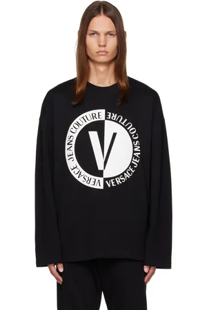 VERSACE Black V-Emblem Long Sleeve T-Shirt