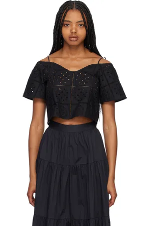 Ganni Black Sweetheart Neck Blouse