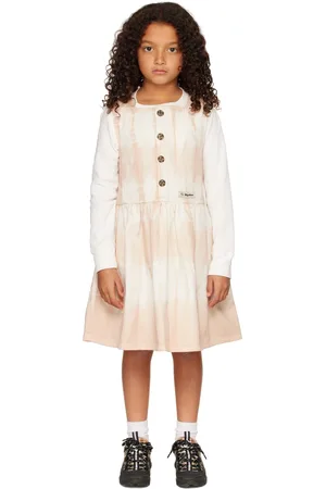 Wynken Kids Pink & Off-White Maria Pinafore Dress