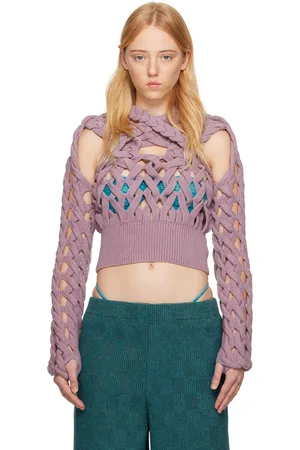 Isa Boulder SSENSE Exclusive Purple Fatcable Gloves