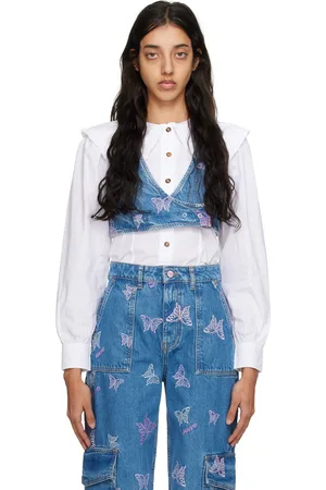 Ganni Blue Embroidered Tank Top