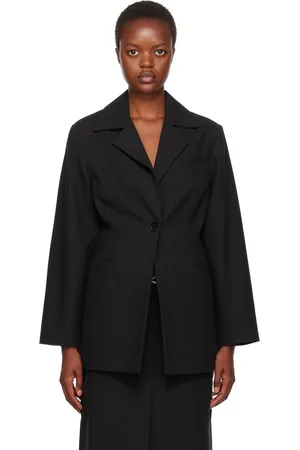 Ganni Black Notched Lapel Blazer